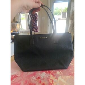 Kate Spade New York Black Glitter Tote Bag Shimmer Zip Top Shoulder Bag Logo